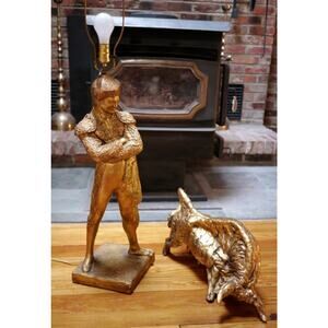Vintage 50s Marbro Mid Century Hollywood Regency Gold MATADOR Bull Fighter Lamp